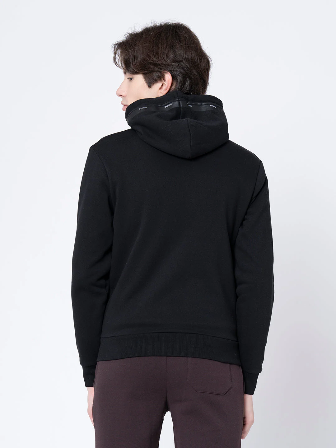 Men's Black Solid Hoodie - Image 3