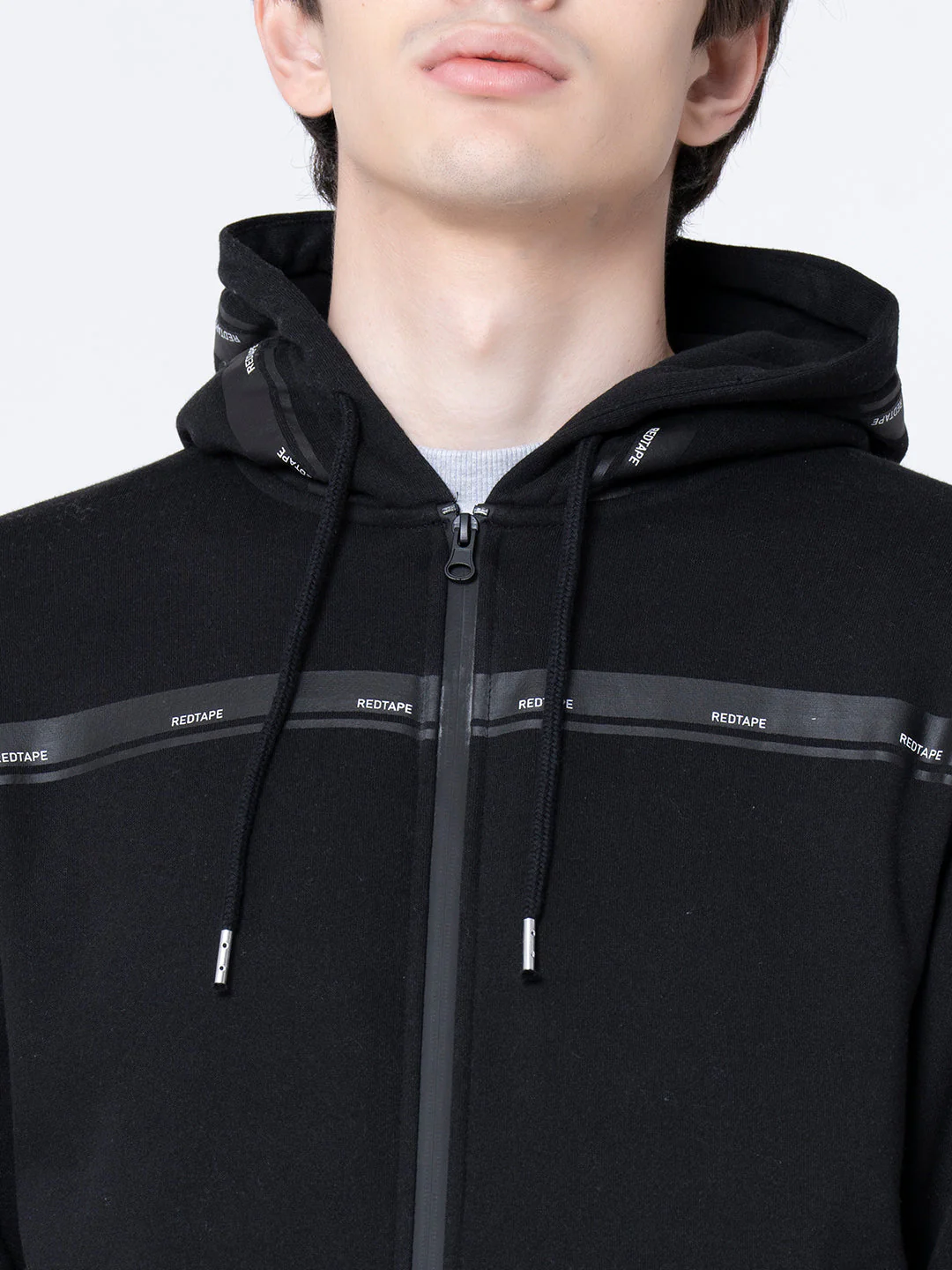 Men's Black Solid Hoodie - Image 4