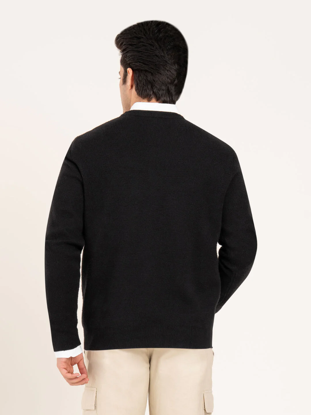 Men's Black Round Neck Sweater | Timeless Winter Essential - Image 4