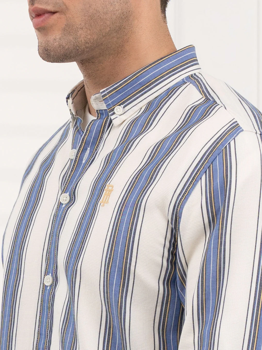 Men's Blue-Striped Dobby Shirt | Casual Comfort Wear - Image 5