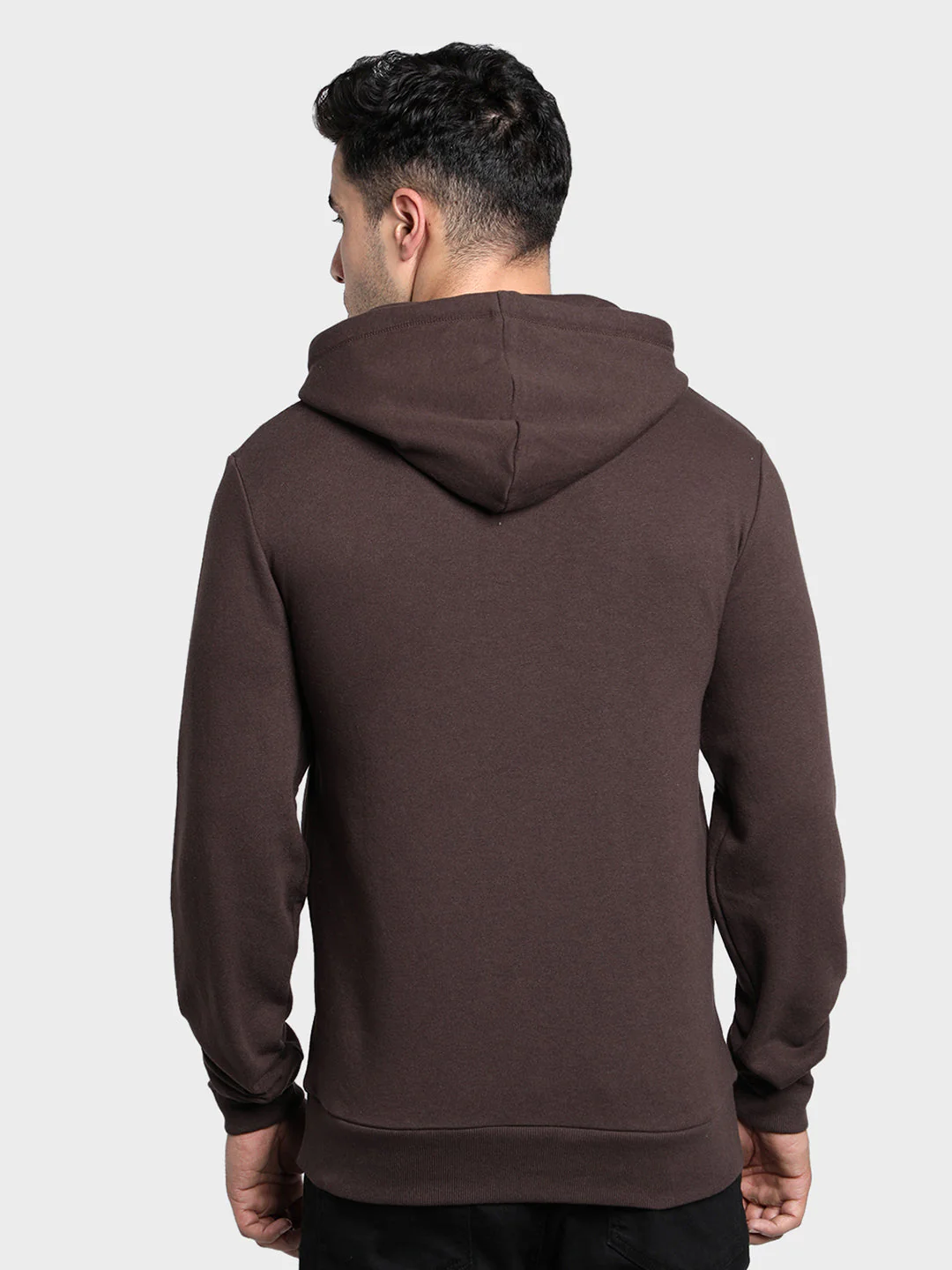 Men's Brown Graphic Print Cotton Poly Fleece Hoodie - Image 4