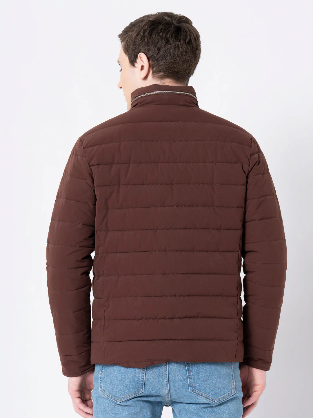 Men's Brown  Solid Jacket - Image 3