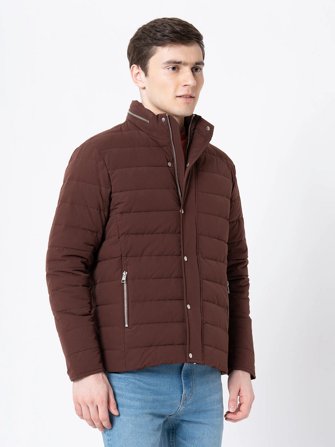 Men's Brown  Solid Jacket - Image 6