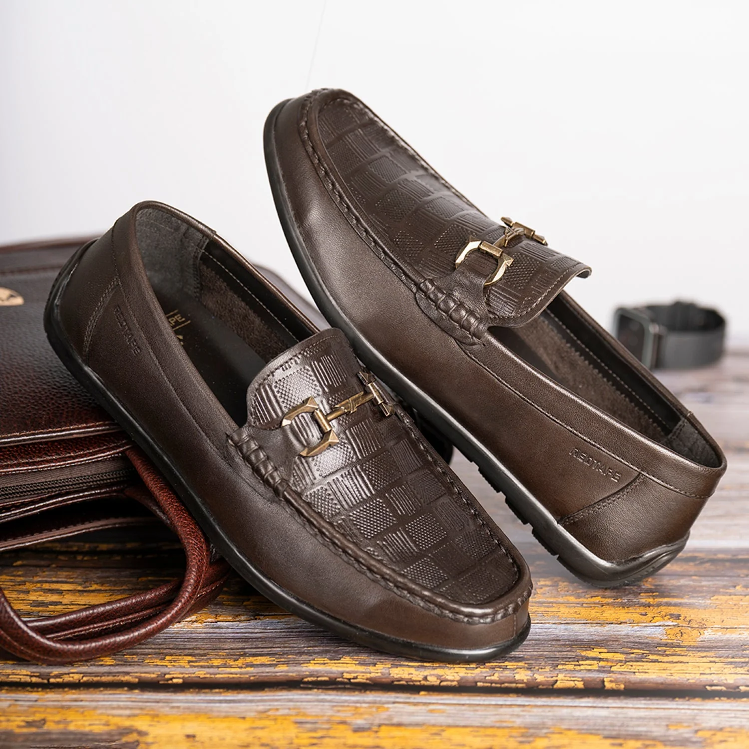 Men's Brown Leather Moccasins for Classic Formal Sophistication - Image 6