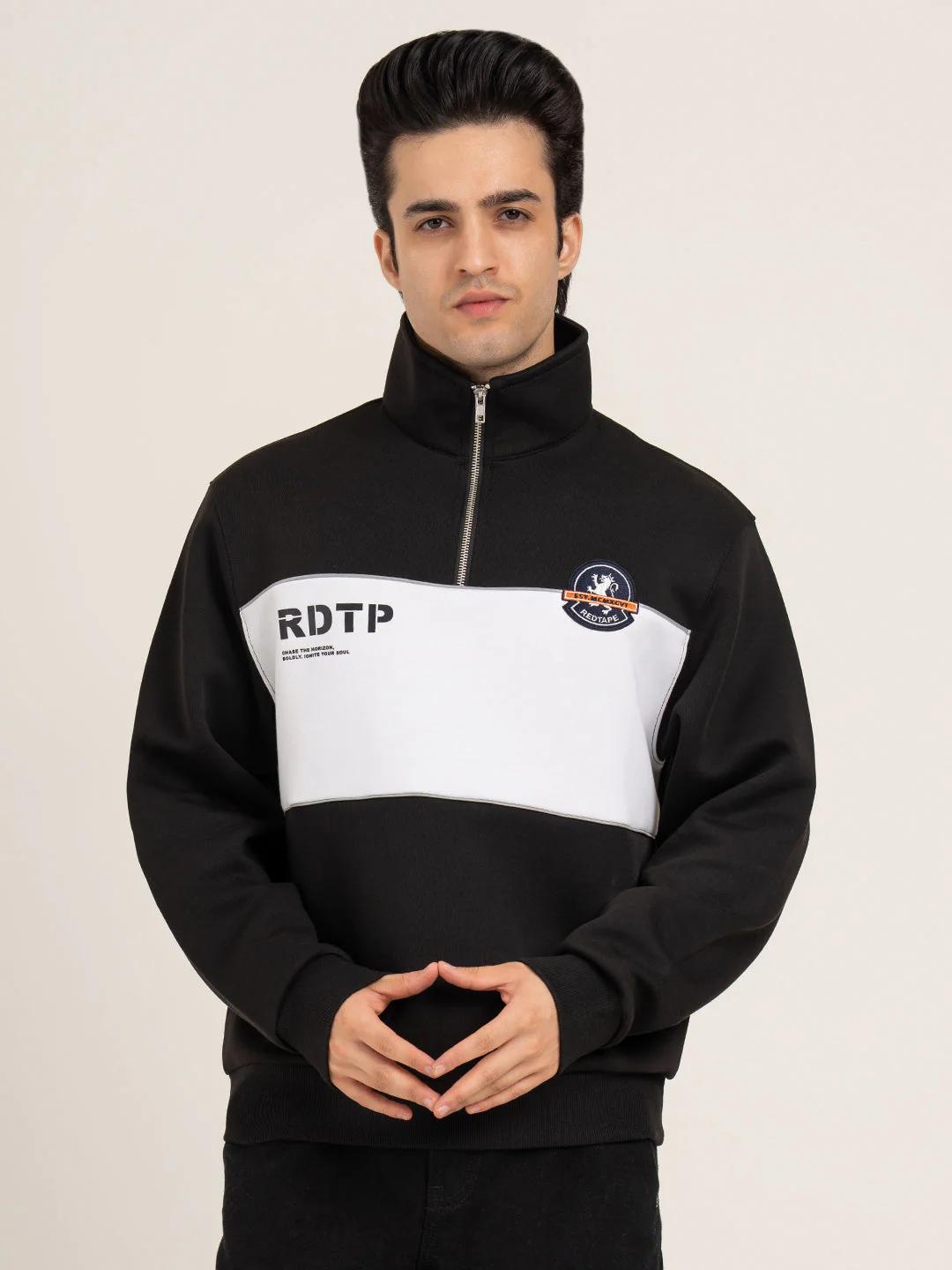 Men's Casual Graphic Sweatshirt with Stand Collar - Image 2