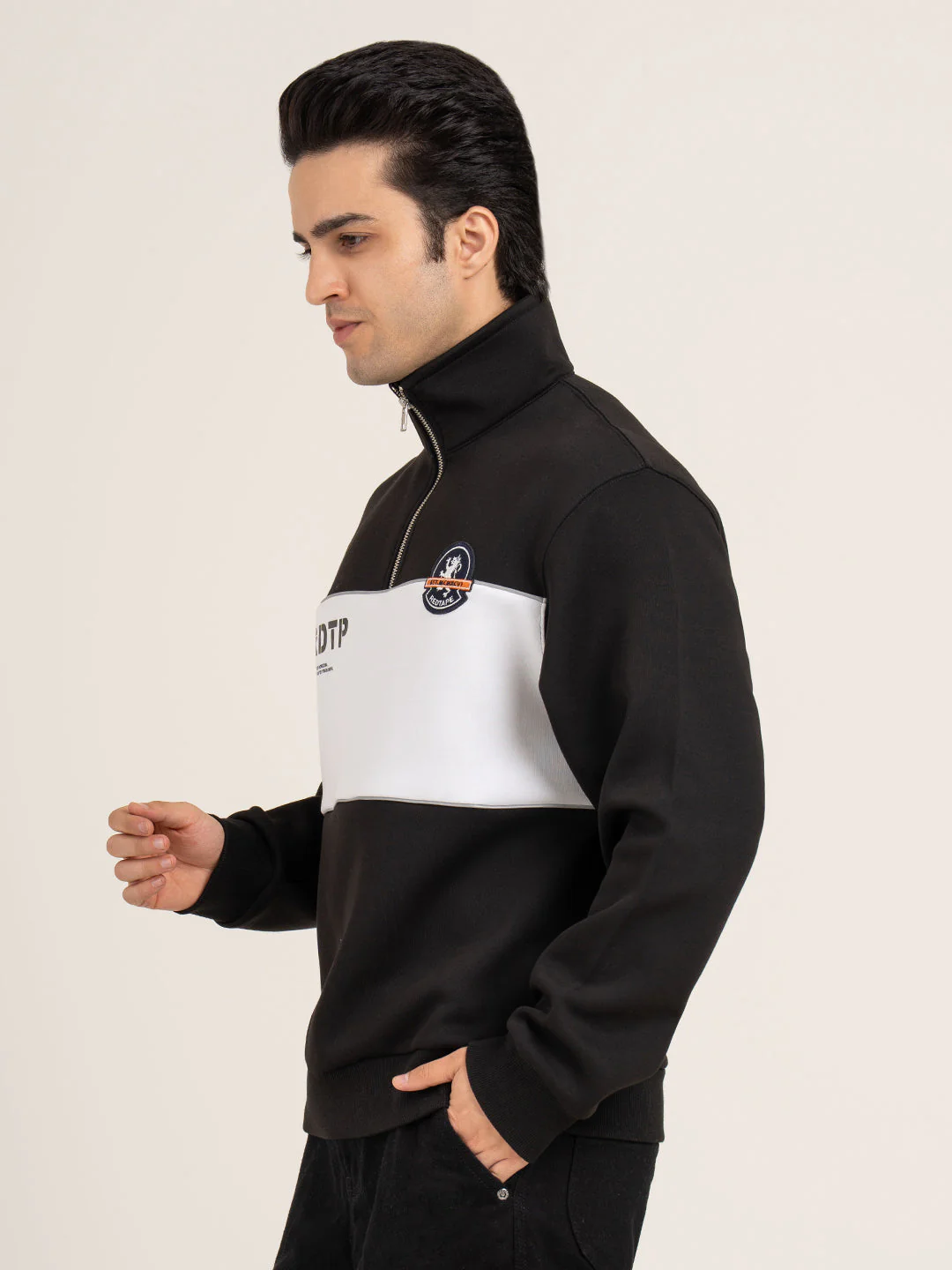 Men's Casual Graphic Sweatshirt with Stand Collar - Image 4