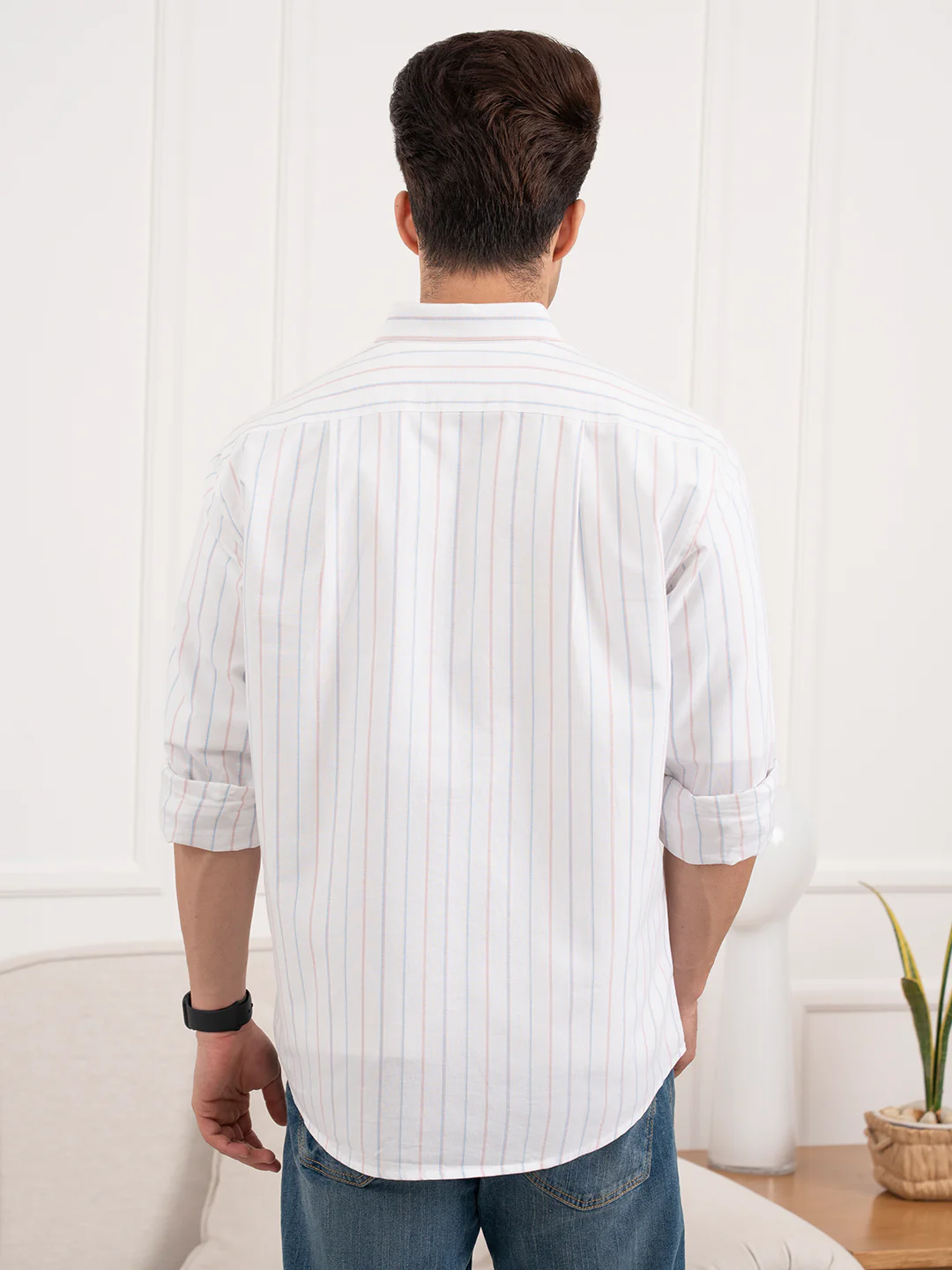 Menâ€™s Cotton Oxford Stripe Shirt for Smart Casual Style - Image 4