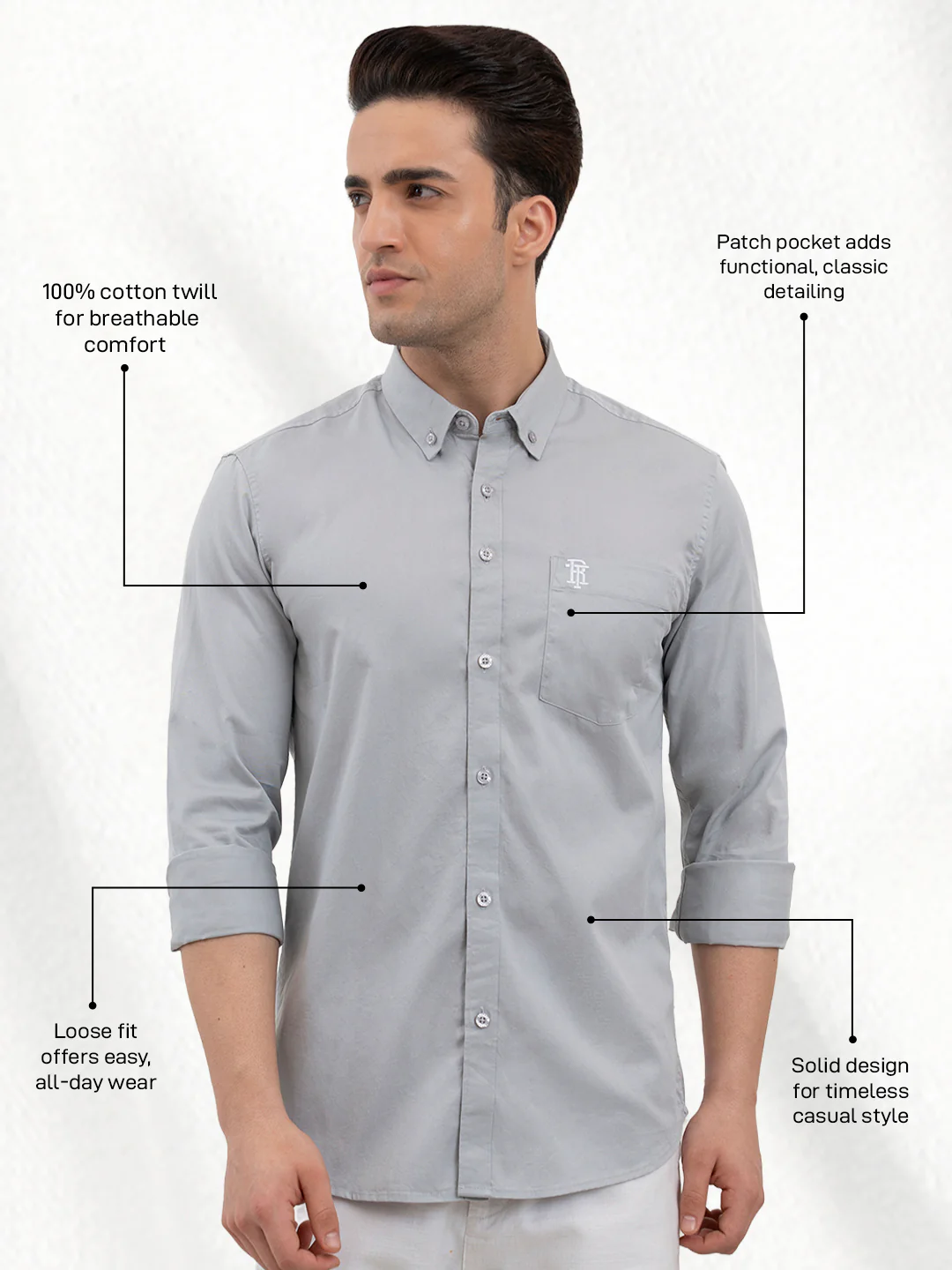 Mens Cotton Twill Shirt for Casual Comfortable Style - Image 2