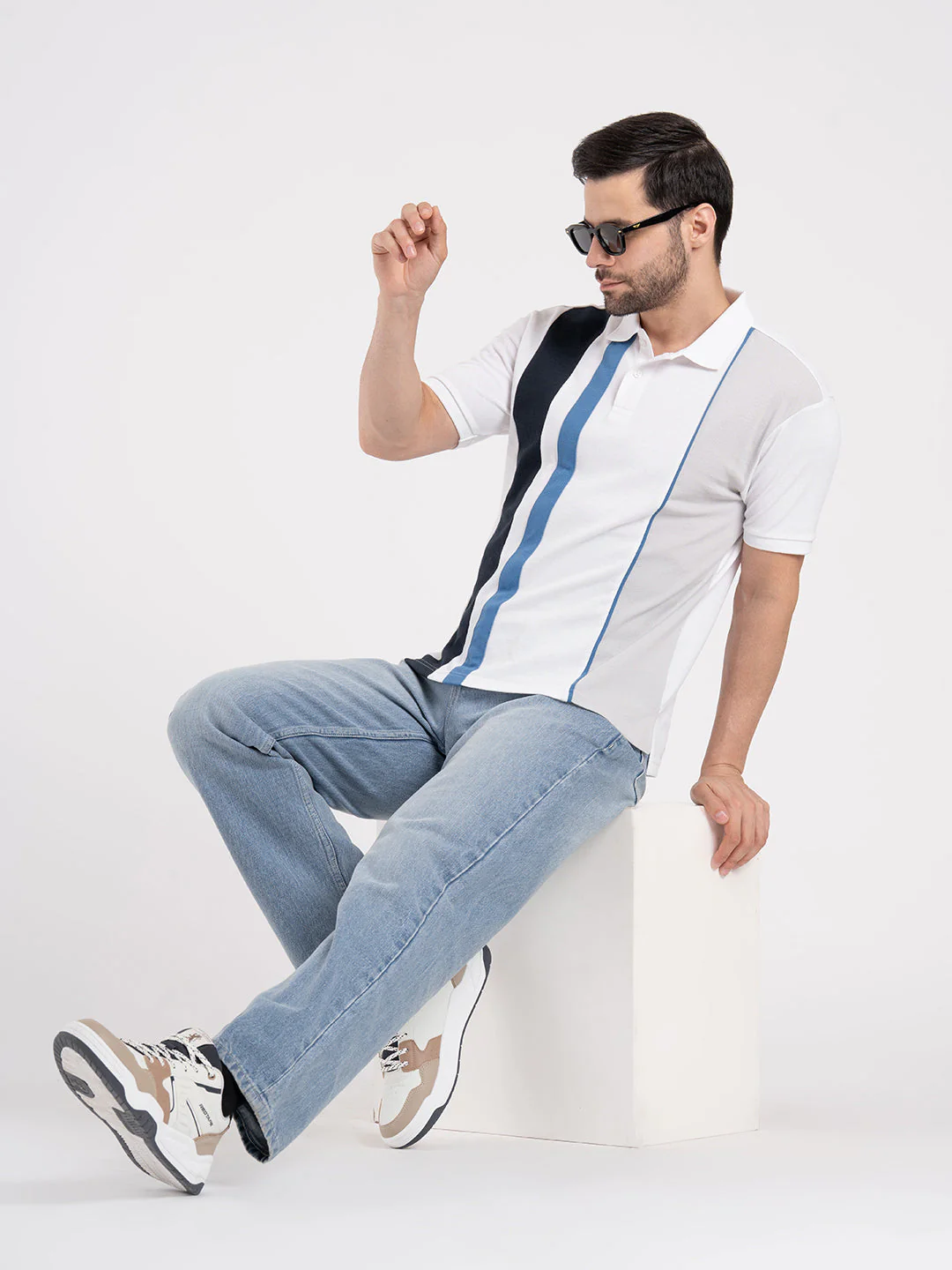 Mens Cut & Sew Polo T-Shirt - Image 5