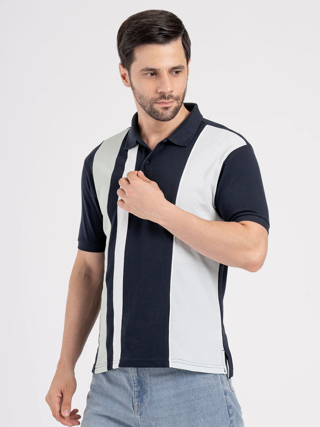 Mens Cut & Sew Polo T-Shirt - Image 2