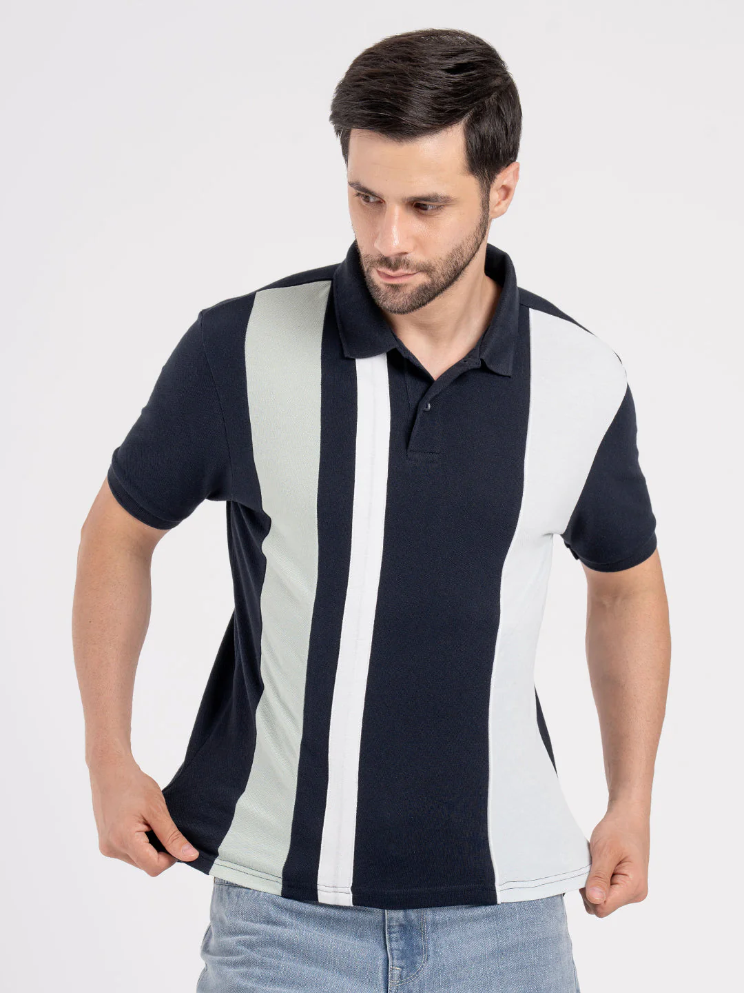 Mens Cut & Sew Polo T-Shirt - Image 6