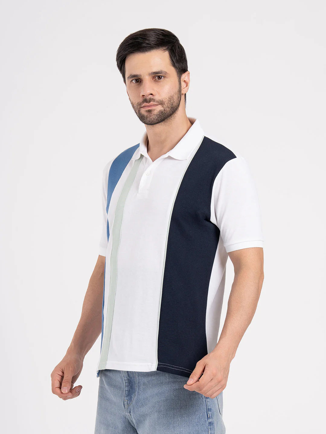 Mens Cut & Sew Polo T-Shirt - Image 2
