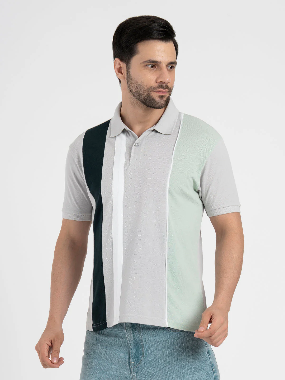 Mens Cut & Sew Polo T-Shirt - Image 2