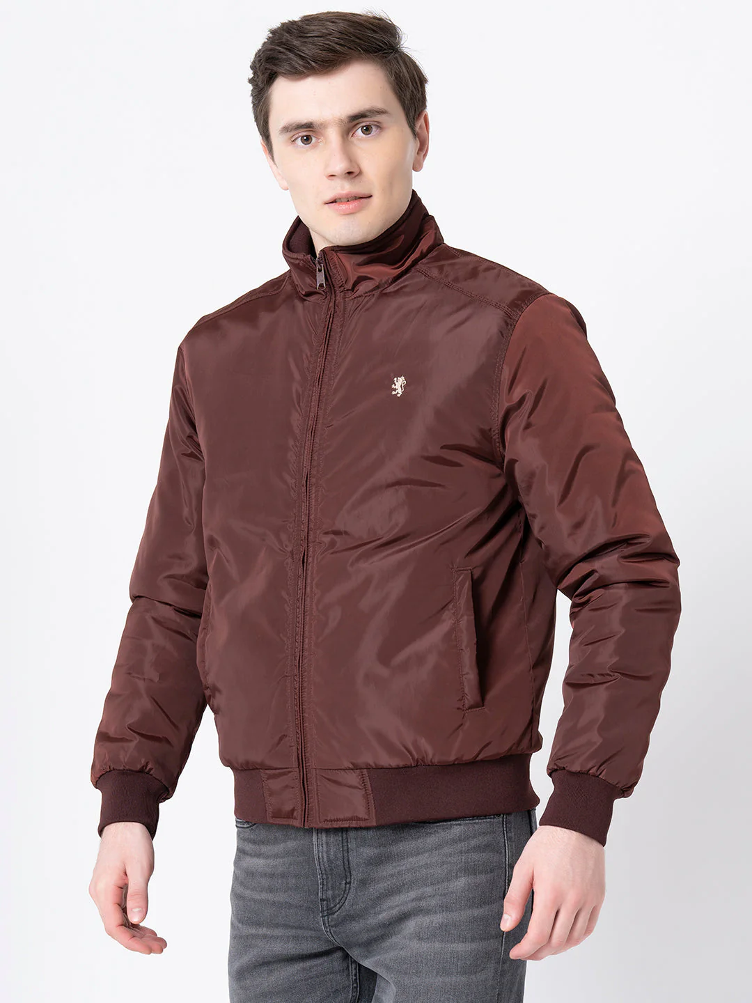 Men's Dark Brown Solid Jacket - Image 2