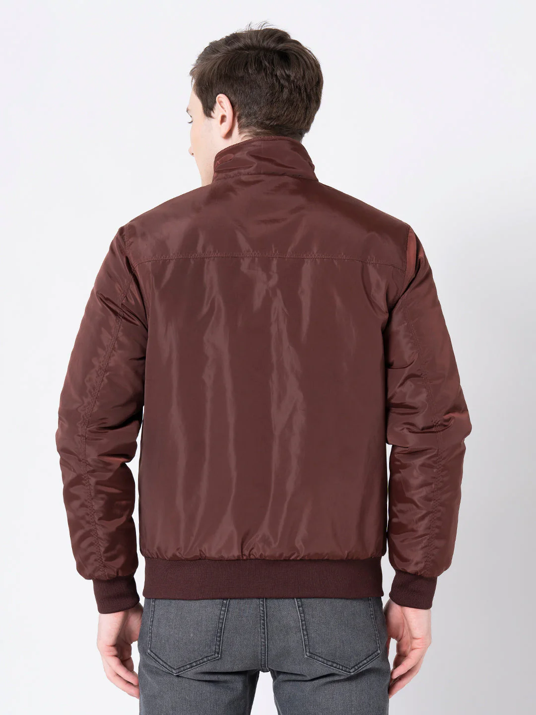 Men's Dark Brown Solid Jacket - Image 3