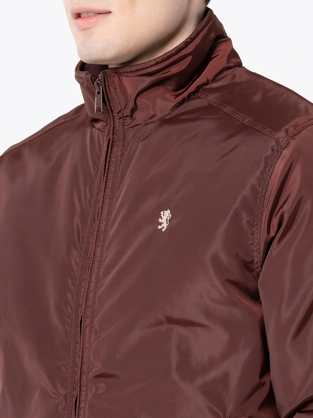 Men's Dark Brown Solid Jacket - Image 4