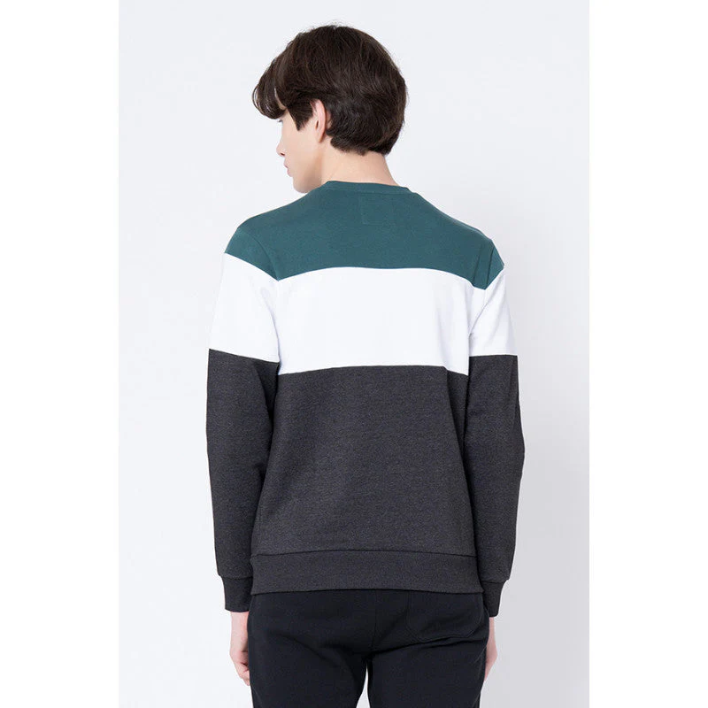 Men's Dark Grey Melange Color Block Sweatshirt - Image 3