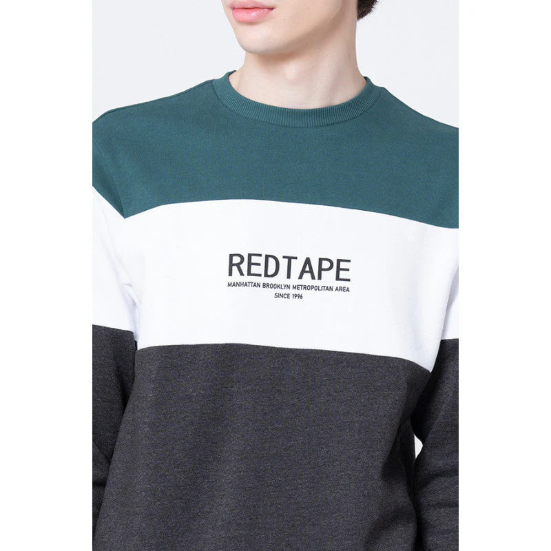Men's Dark Grey Melange Color Block Sweatshirt - Image 4