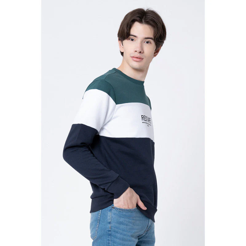 Men's Dark Navy Color Block Sweatshirt - Image 2