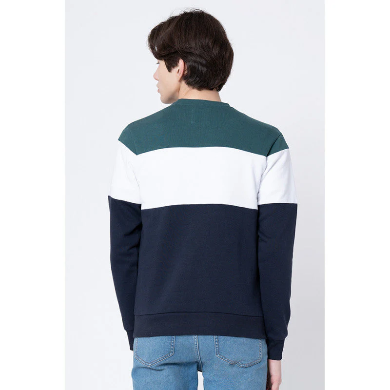 Men's Dark Navy Color Block Sweatshirt - Image 3
