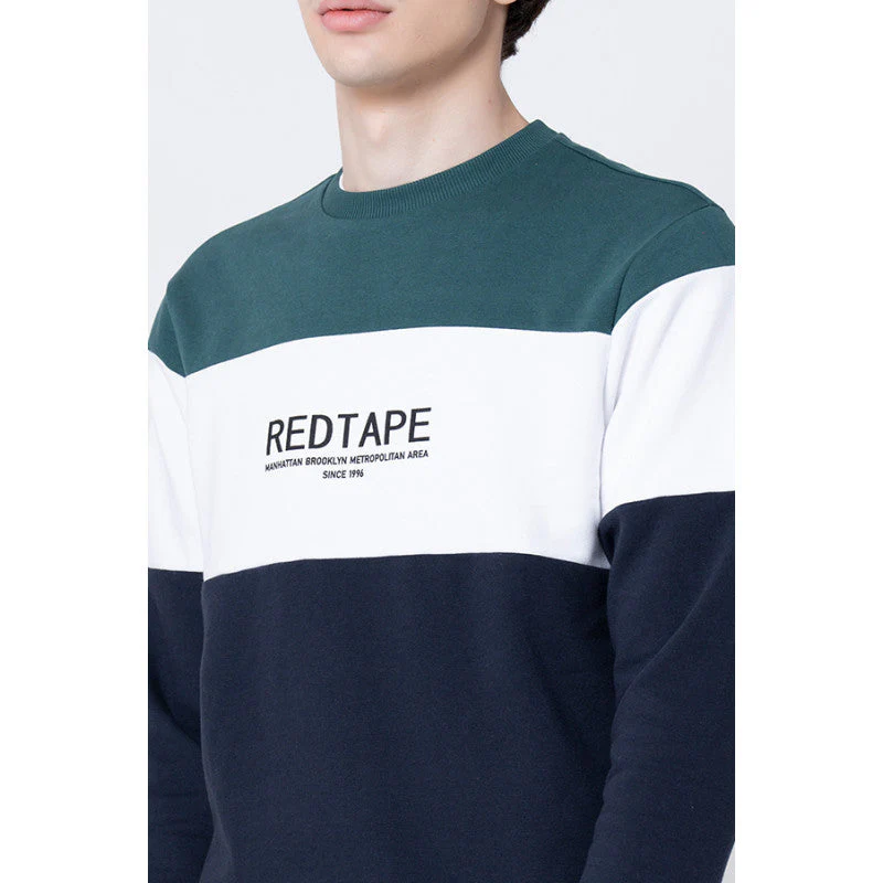 Men's Dark Navy Color Block Sweatshirt - Image 4