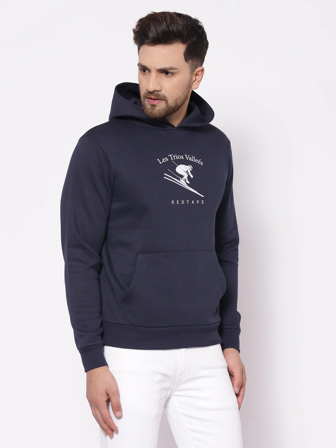 Men's Dark Navy Graphic Print Hoodies - Image 2