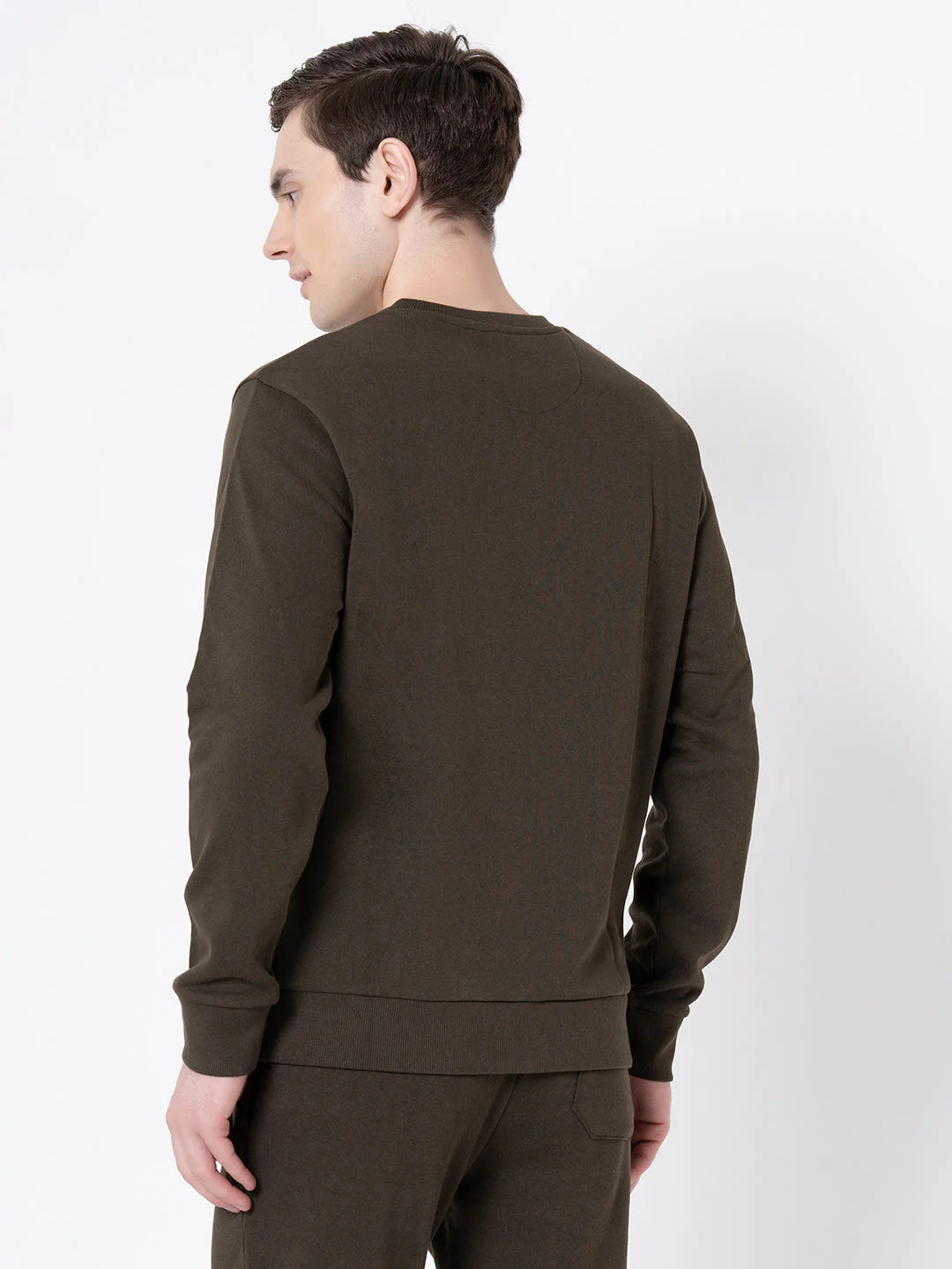 Men's Dark Olive Graphic Print Sweatshirt - Image 3