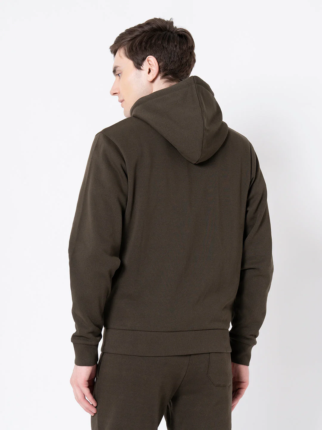 Men's Dark Olive Solid Hoodie - Image 3