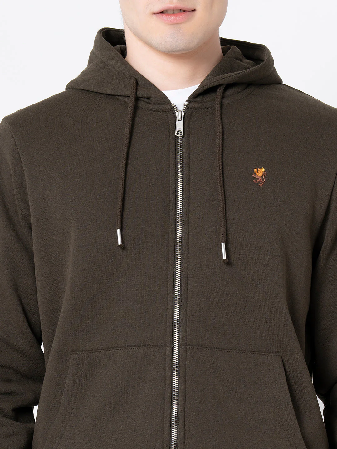 Men's Dark Olive Solid Hoodie - Image 4