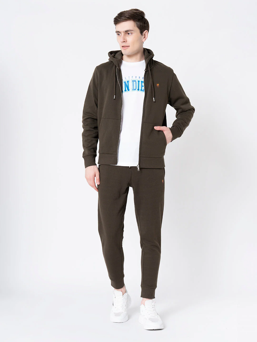Men's Dark Olive Solid Hoodie - Image 5