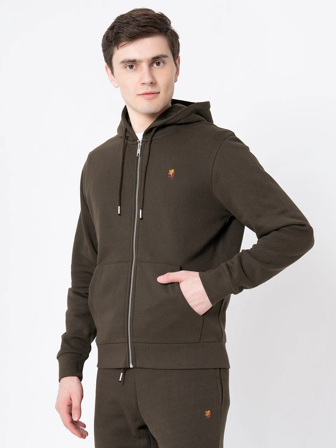 Men's Dark Olive Solid Hoodie - Image 6