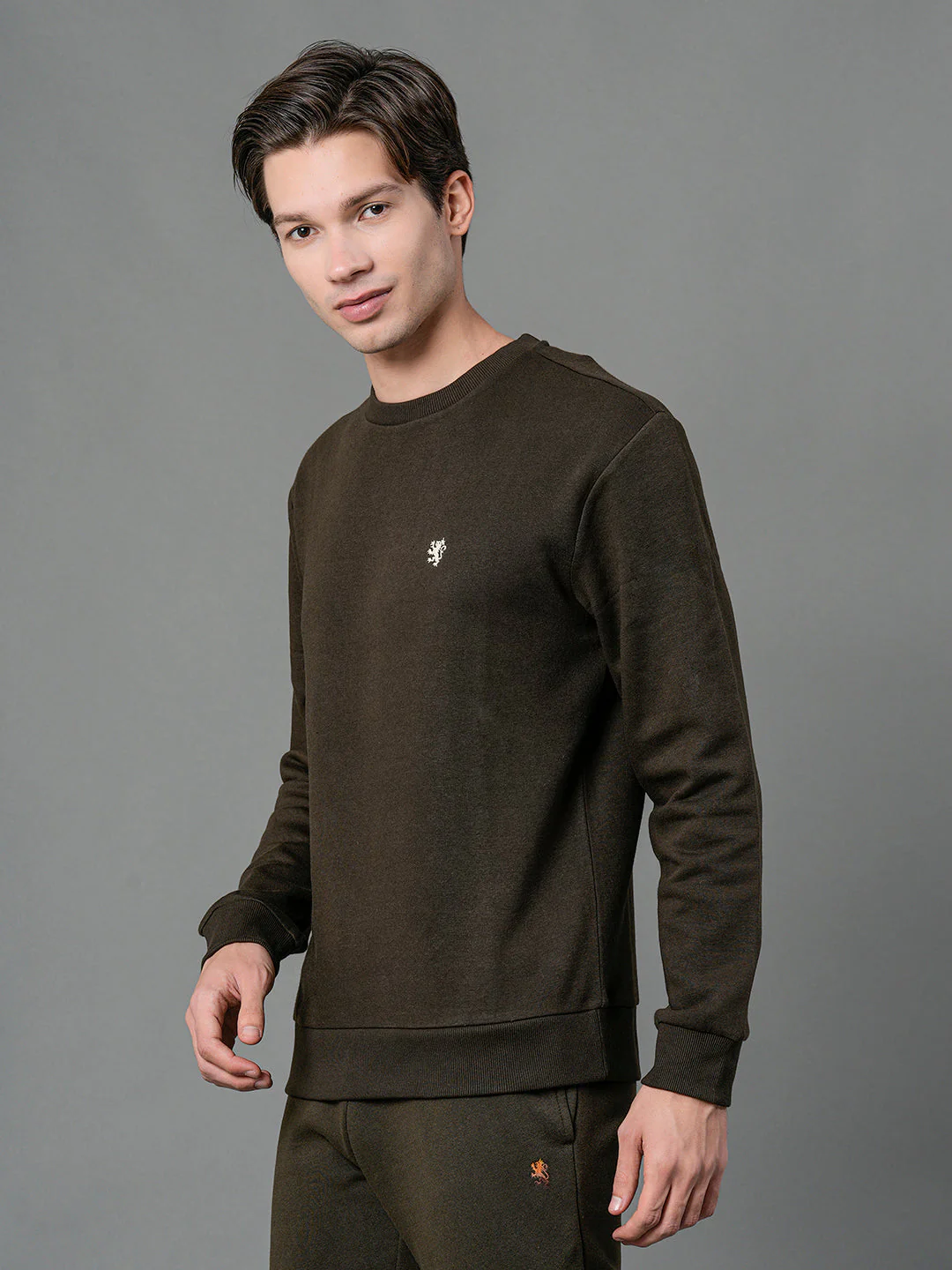 Men's Dark Olive Solid Sweatshirt - Image 2