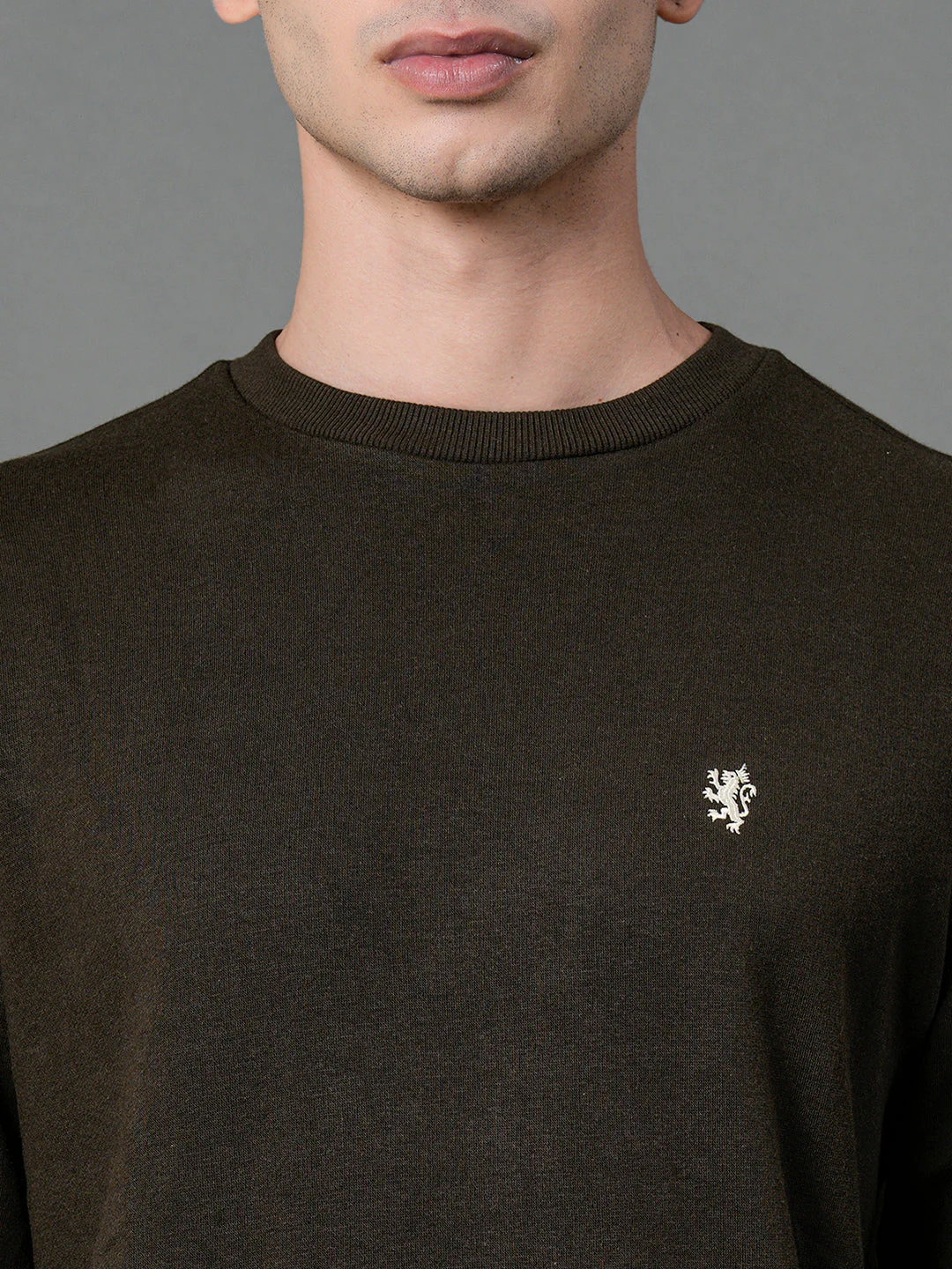 Men's Dark Olive Solid Sweatshirt - Image 4