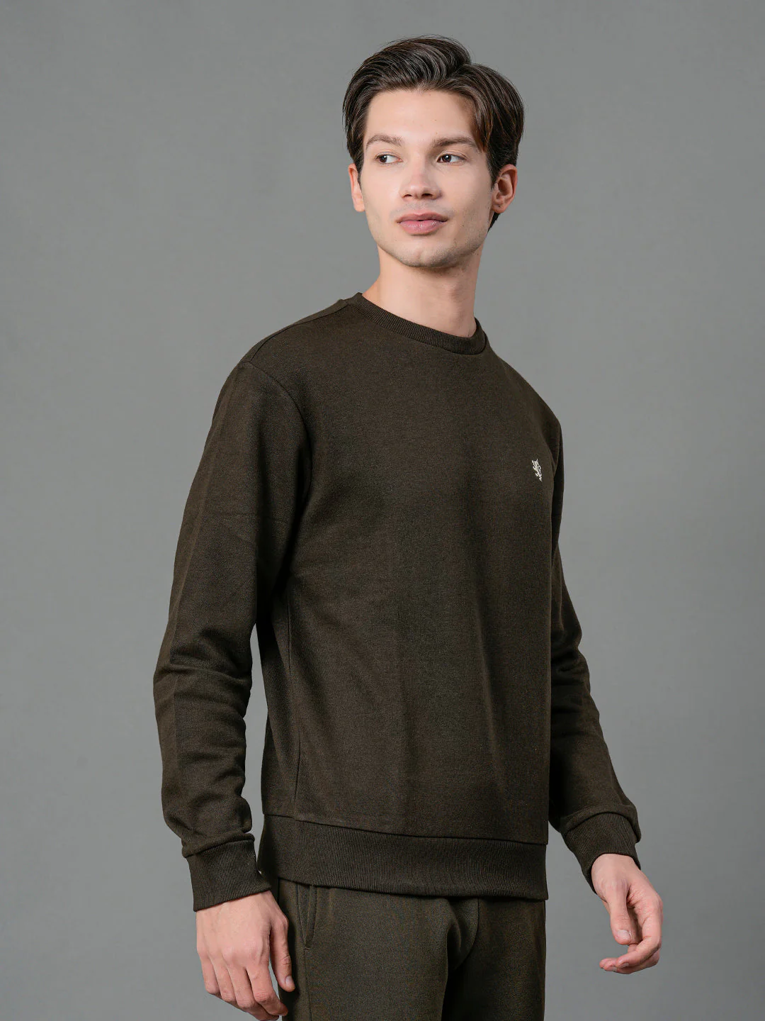 Men's Dark Olive Solid Sweatshirt - Image 6
