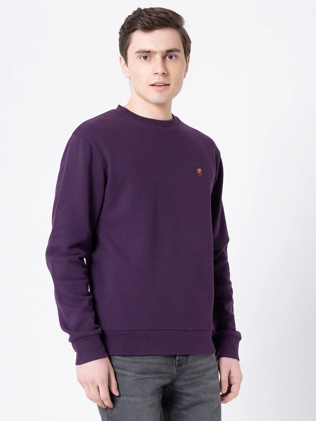 Men's Dark Purple Solid Sweatshirt - Image 2