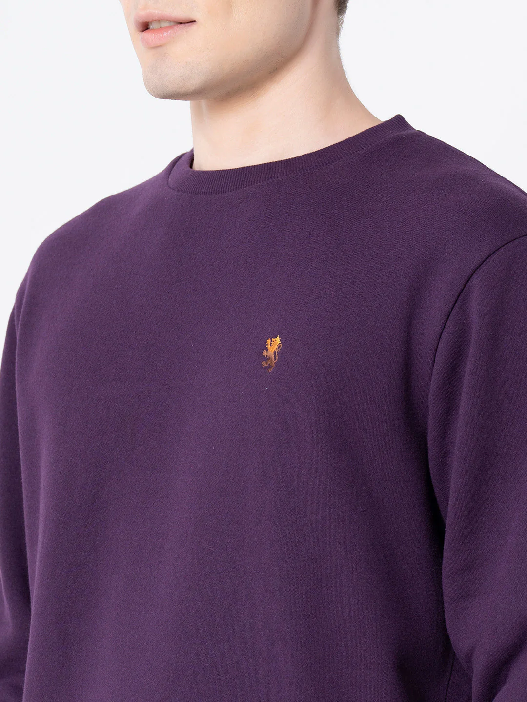 Men's Dark Purple Solid Sweatshirt - Image 4