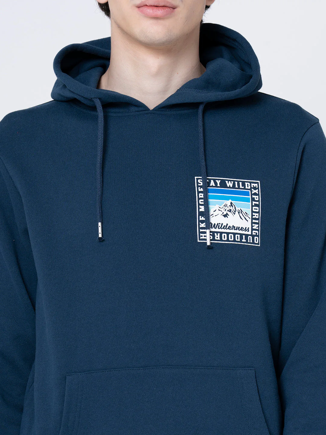 Men's Deep Blue Graphic Print Hoodie - Image 4