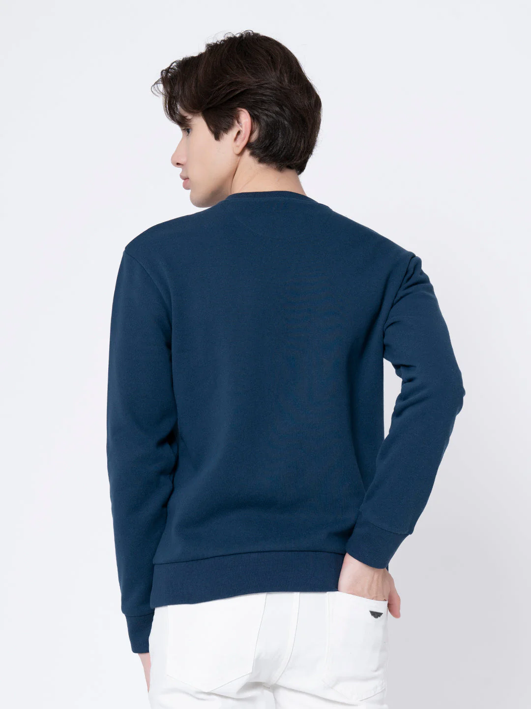Men's Deep Blue Printed Sweatshirt - Image 3