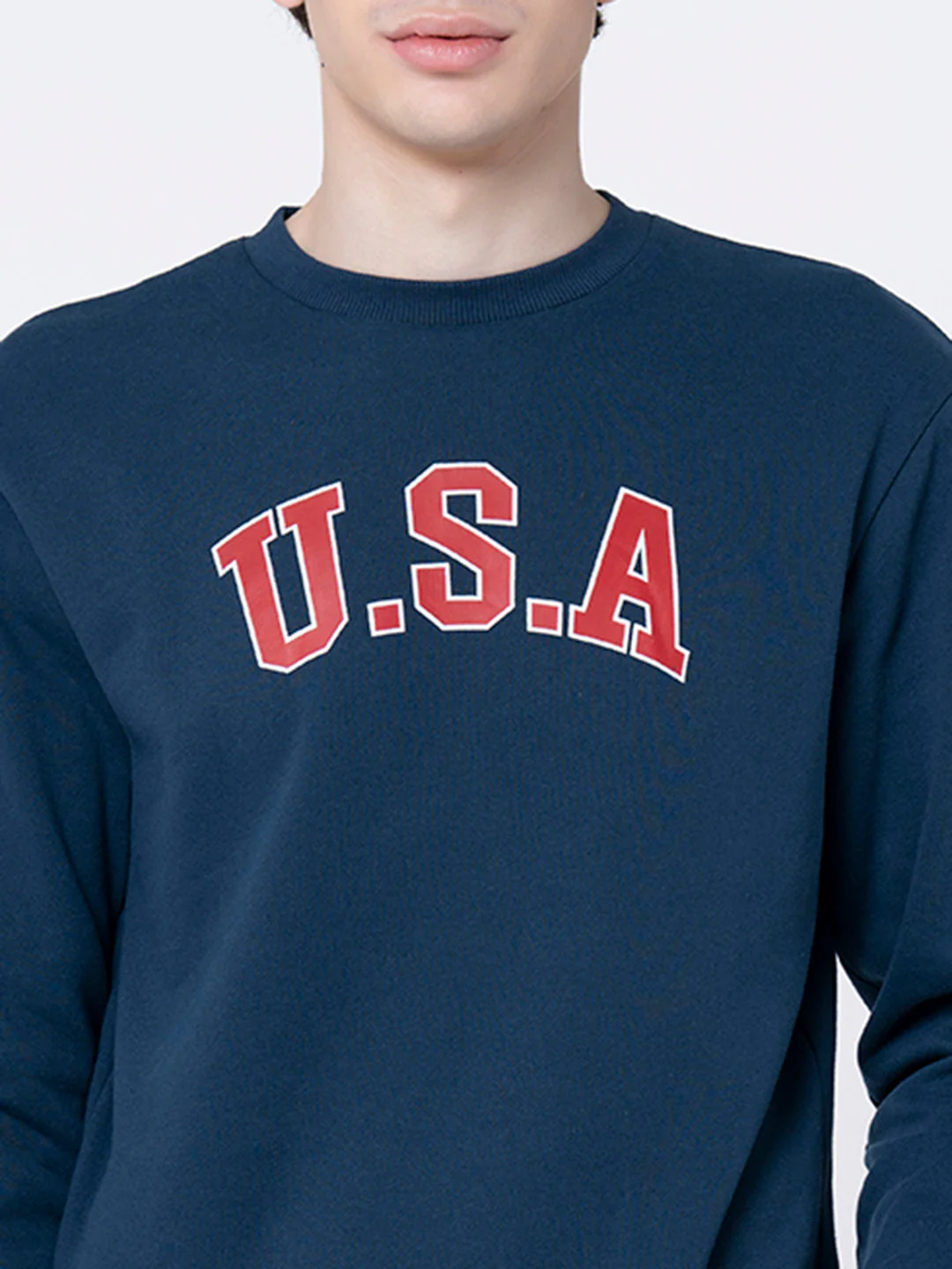 Men's Deep Blue Printed Sweatshirt - Image 4