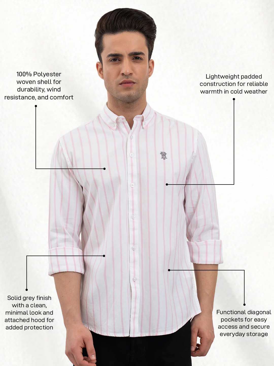 Men's Dobby Stripe Shirt | Everyday Smart Casual Look - Image 2