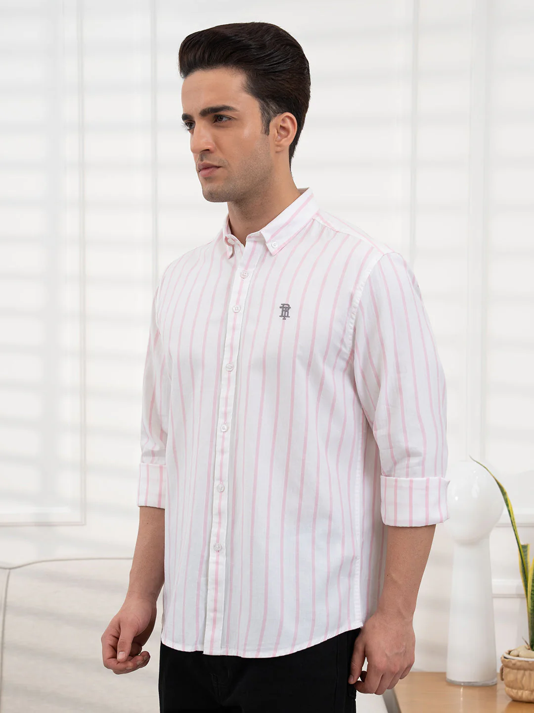 Men's Dobby Stripe Shirt | Everyday Smart Casual Look - Image 4