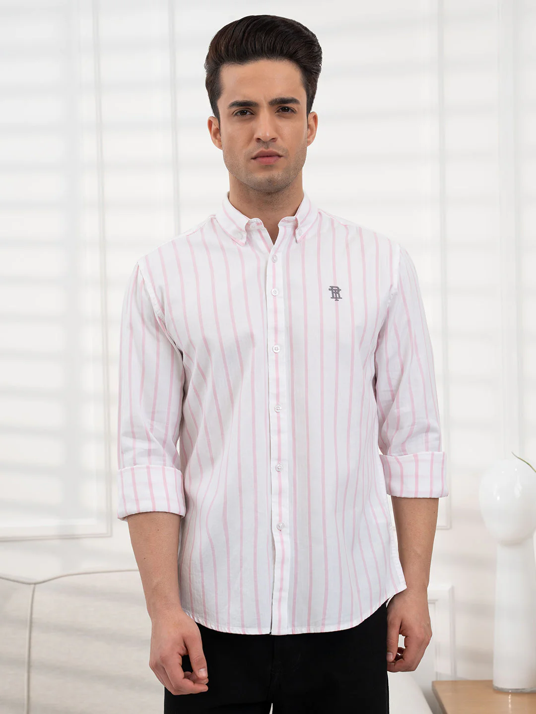 Men's Dobby Stripe Shirt | Everyday Smart Casual Look - Image 7