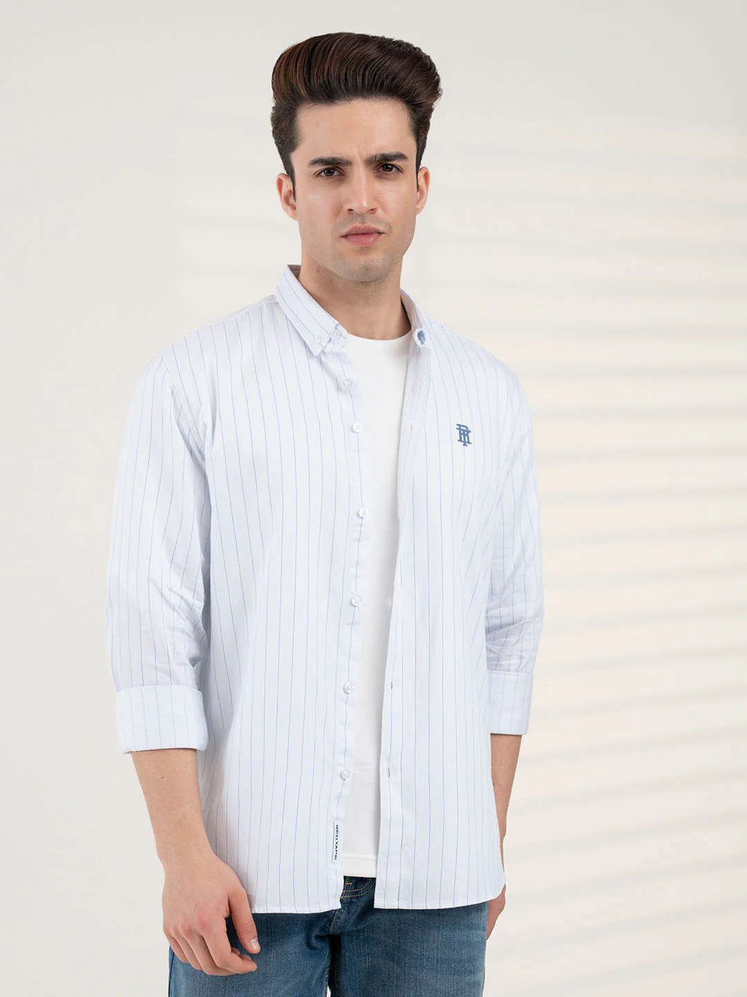 Men's Dobby Stripe Shirt | Everyday Smart Casual Look - Image 3
