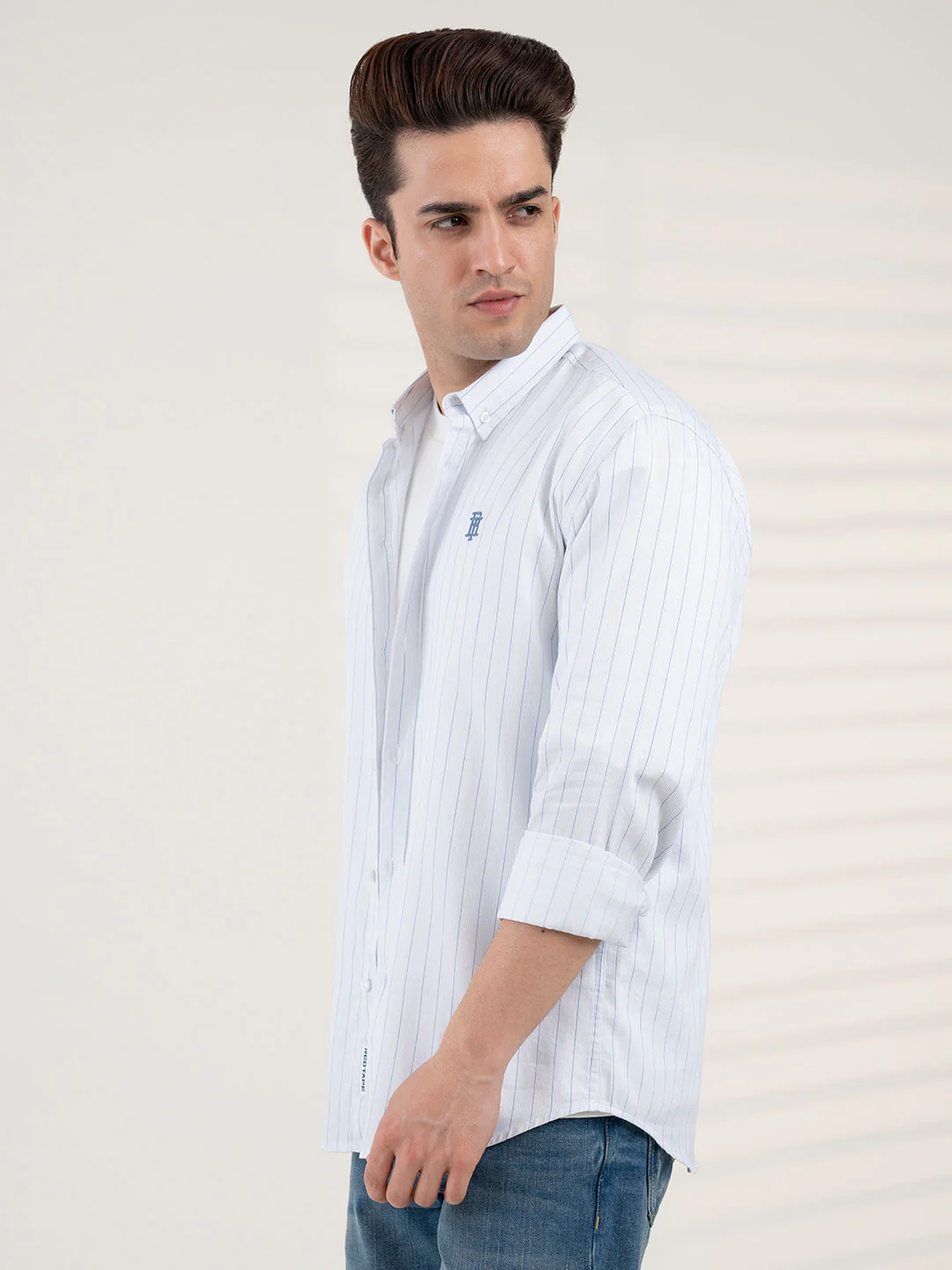 Men's Dobby Stripe Shirt | Everyday Smart Casual Look - Image 4