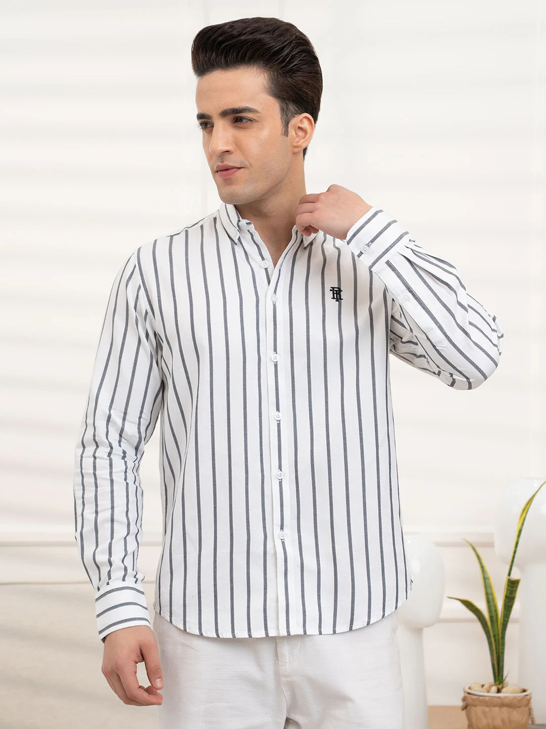 Men's Dobby Stripe Shirt | Everyday Smart Casual Look - Image 3