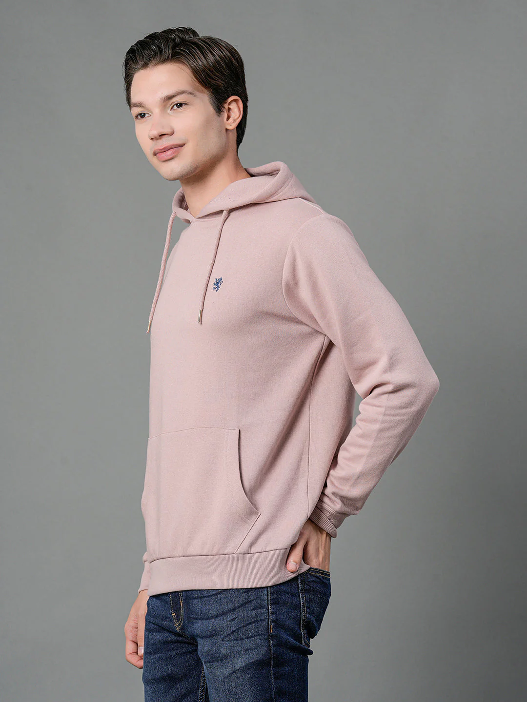 Men's Dusky Pink Solid Hoodie - Image 2