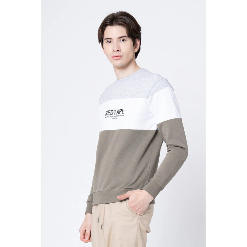 Men's Dusty Olive Color Block Sweatshirt - Image 2