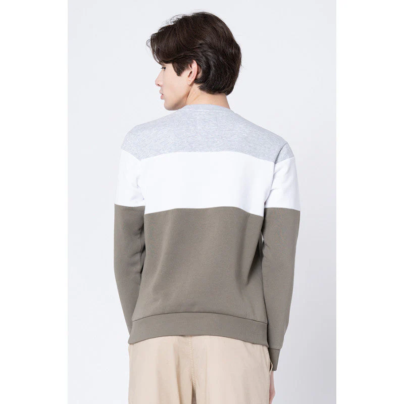 Men's Dusty Olive Color Block Sweatshirt - Image 3