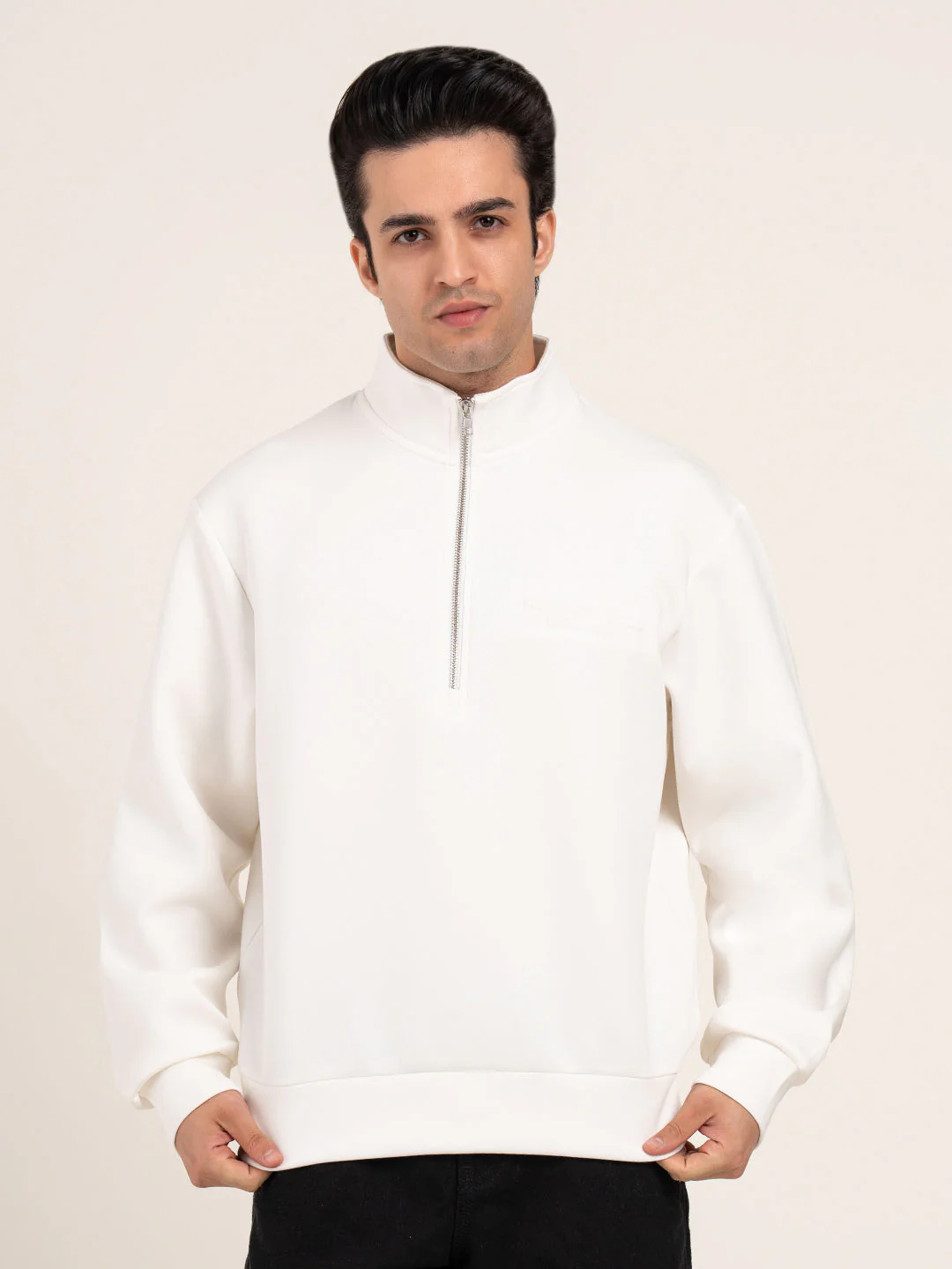 Men's Embossed Half-Zip Sweatshirt - Image 2