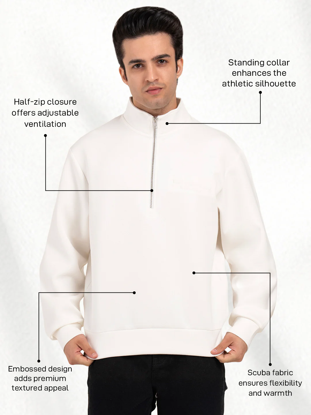 Men's Embossed Half-Zip Sweatshirt - Image 3